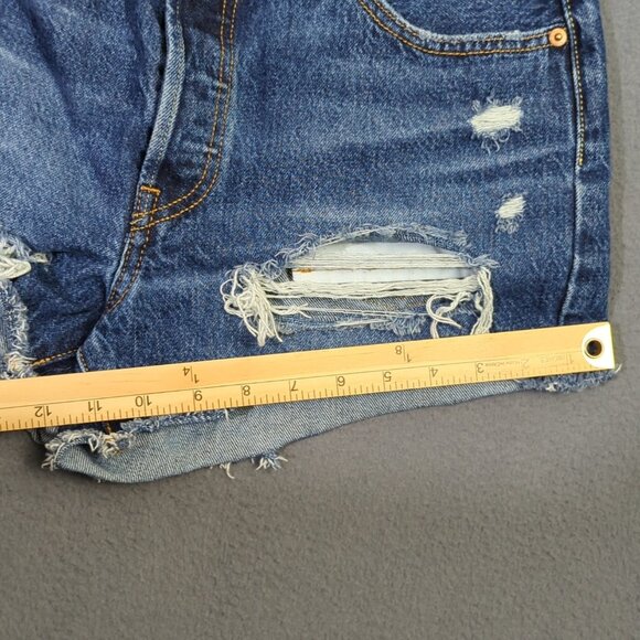 Levi's Jeans Shorts Women's 29 Blue Distressed Denim Button Fly - Picture 7 of 11
